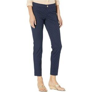 Lilly Pulitzer Pants Women Size 4 Navy Ankle Kelly Textured  Skinny Casual